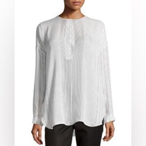 Vince Striped Long Sleeve Silk Blouse Oversized Size XS